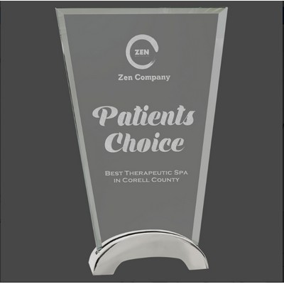 8.5" Fan Platinum Glass Award w/ Metal Arch Base